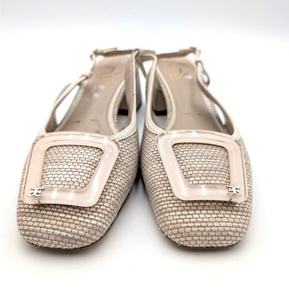 Sam Edelman Tracie Slingback Pump Women's Square Toe Light Natural Size US7 EU37 - Picture 2 of 11
